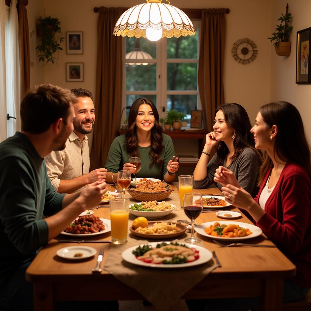 Family Dinner in a Spanish Homestay