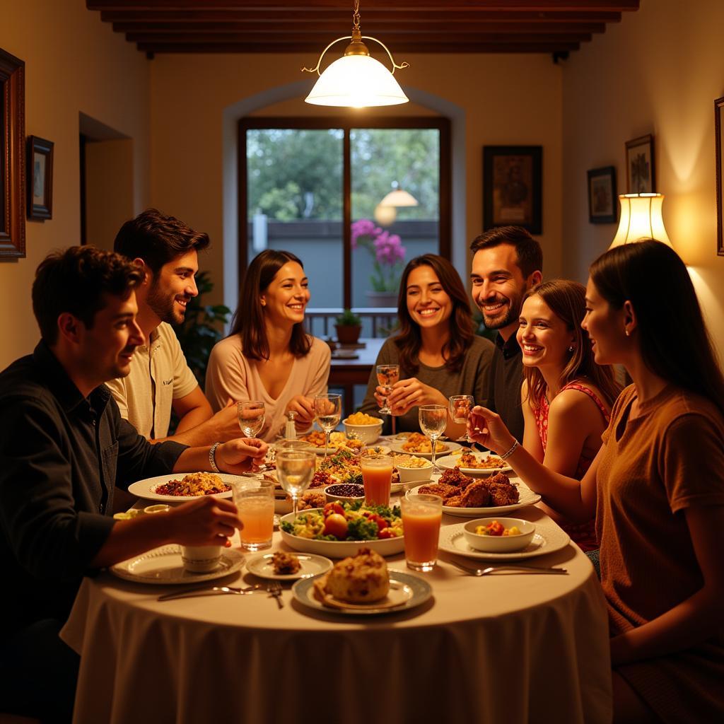 Family dinner in a Spanish homestay