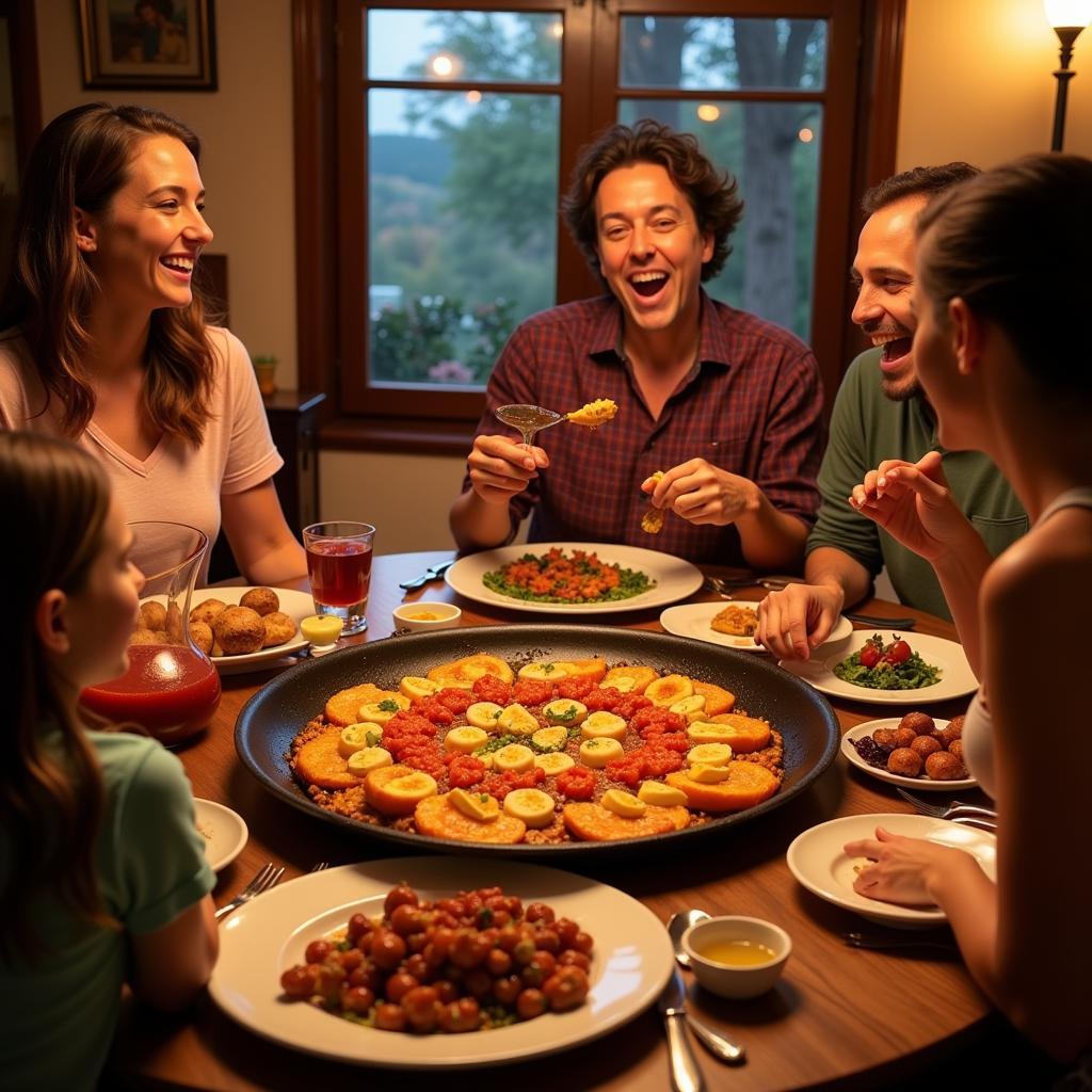 Spanish Homestay Family Dinner with Paella