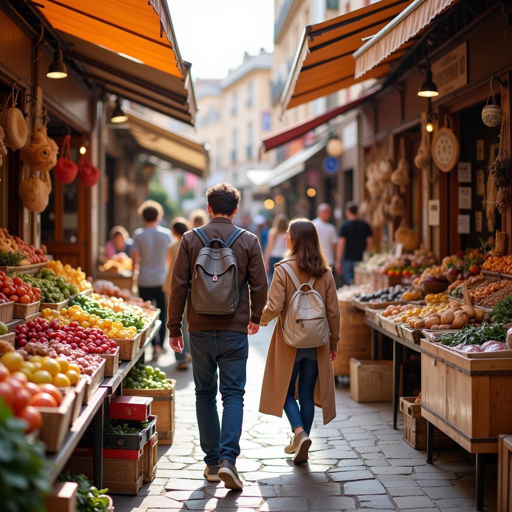 Exploring a Local Spanish Market with a Host Family