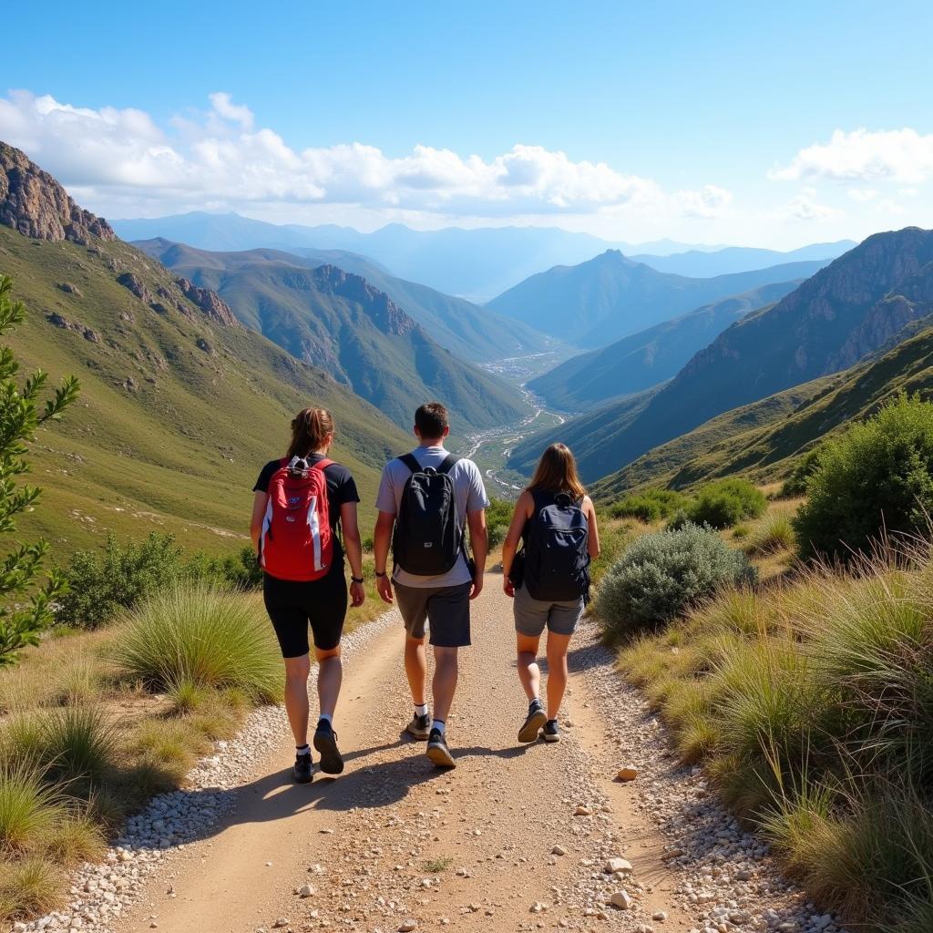 Spanish Homestay Family Hiking in the Mountains