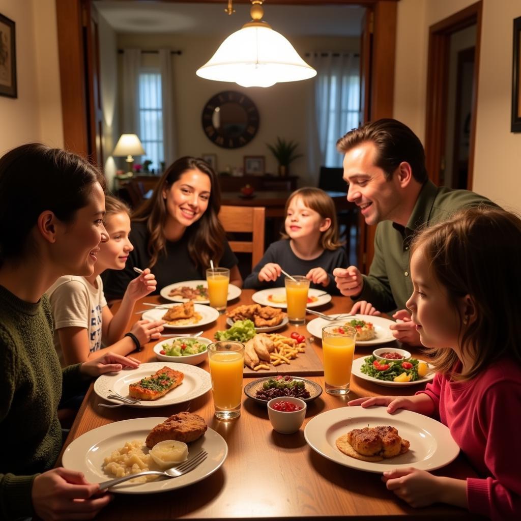 Enjoying a Meal with a Spanish Host Family