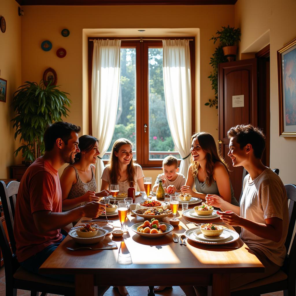 Family meal in a Spanish homestay