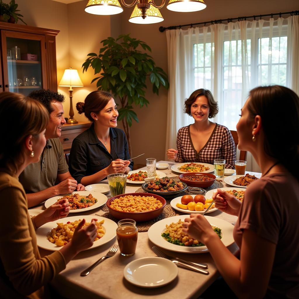 Enjoying a Traditional Spanish Meal with a Host Family