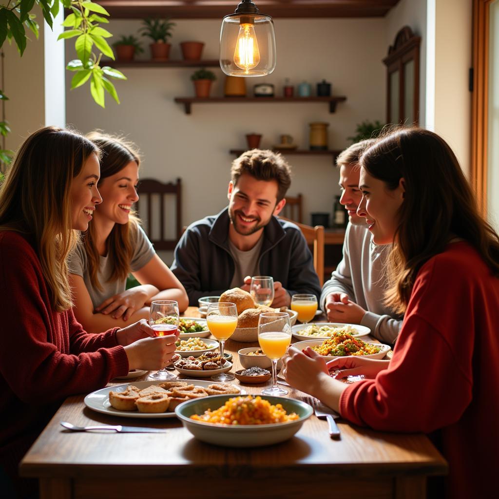 Family Meal in a Spanish Homestay