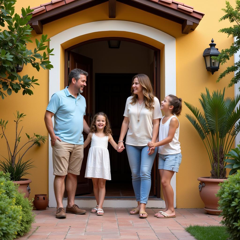 Spanish Homestay Family Welcoming Guests