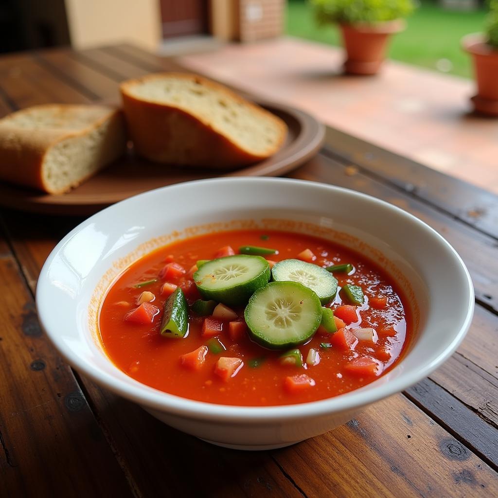 Refreshing Spanish Gazpacho in a Homestay Setting