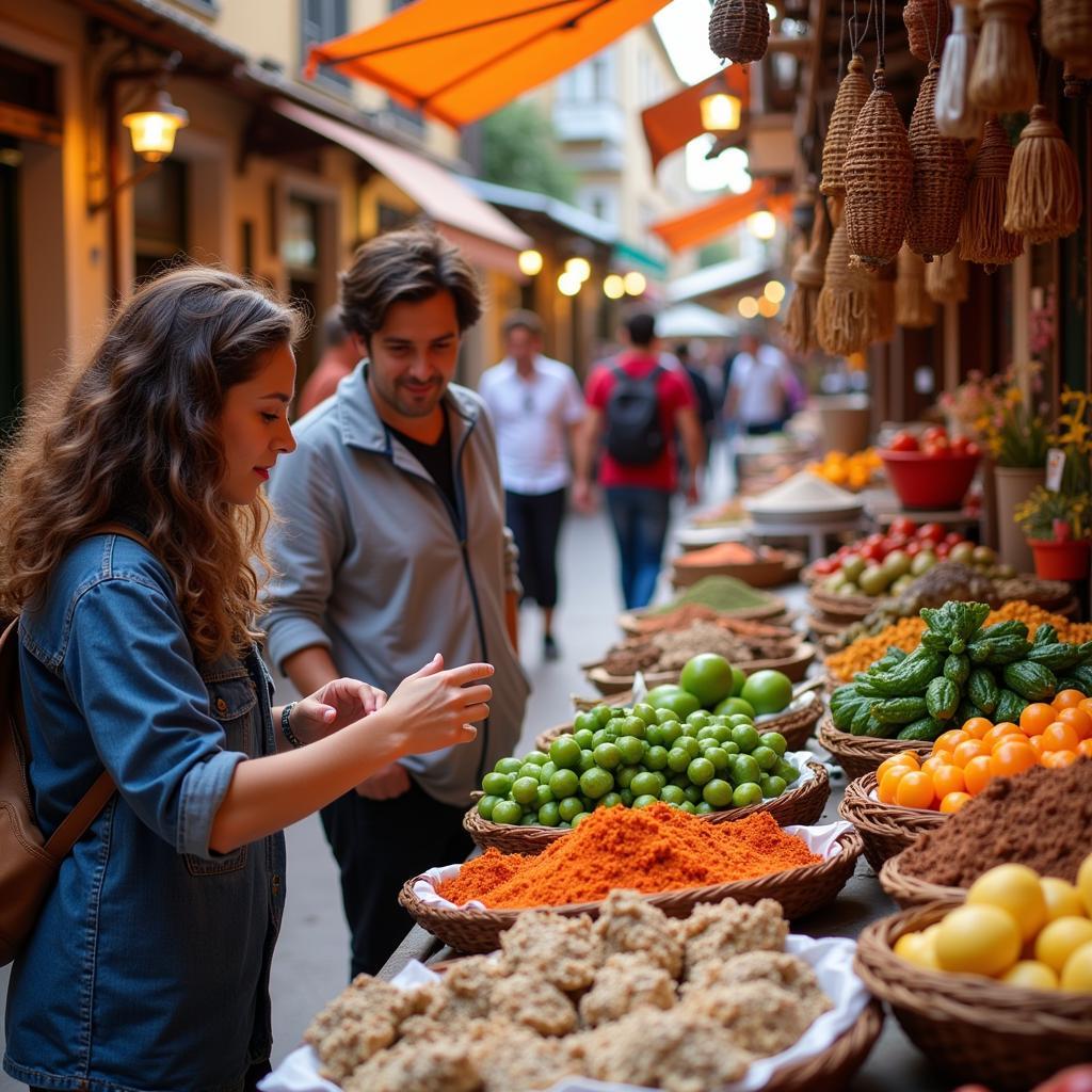 Spanish Homestay Guest Exploring Local Market