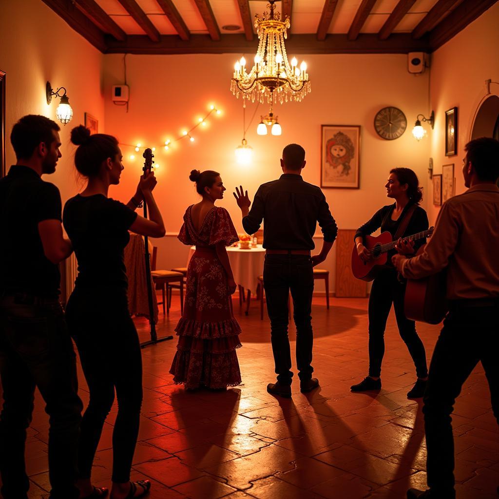 Homestay guests enjoying a flamenco show