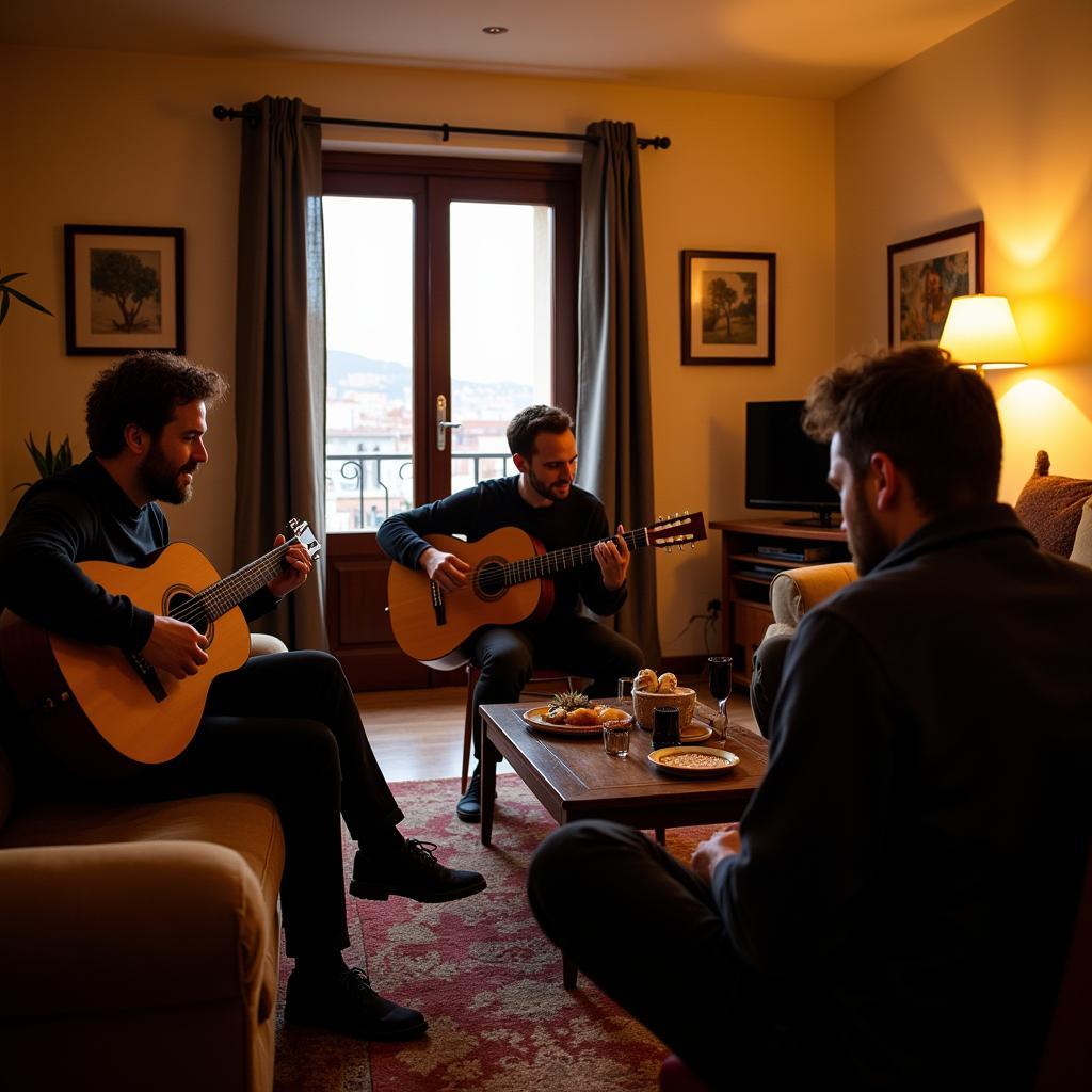 Enjoying Spanish Guitar Music in a Homestay