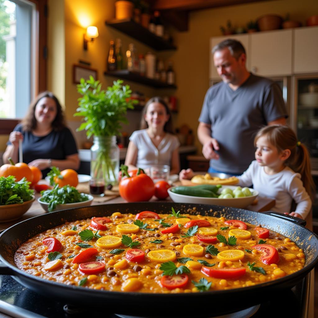 Authentic Spanish Paella in a Homestay Kitchen