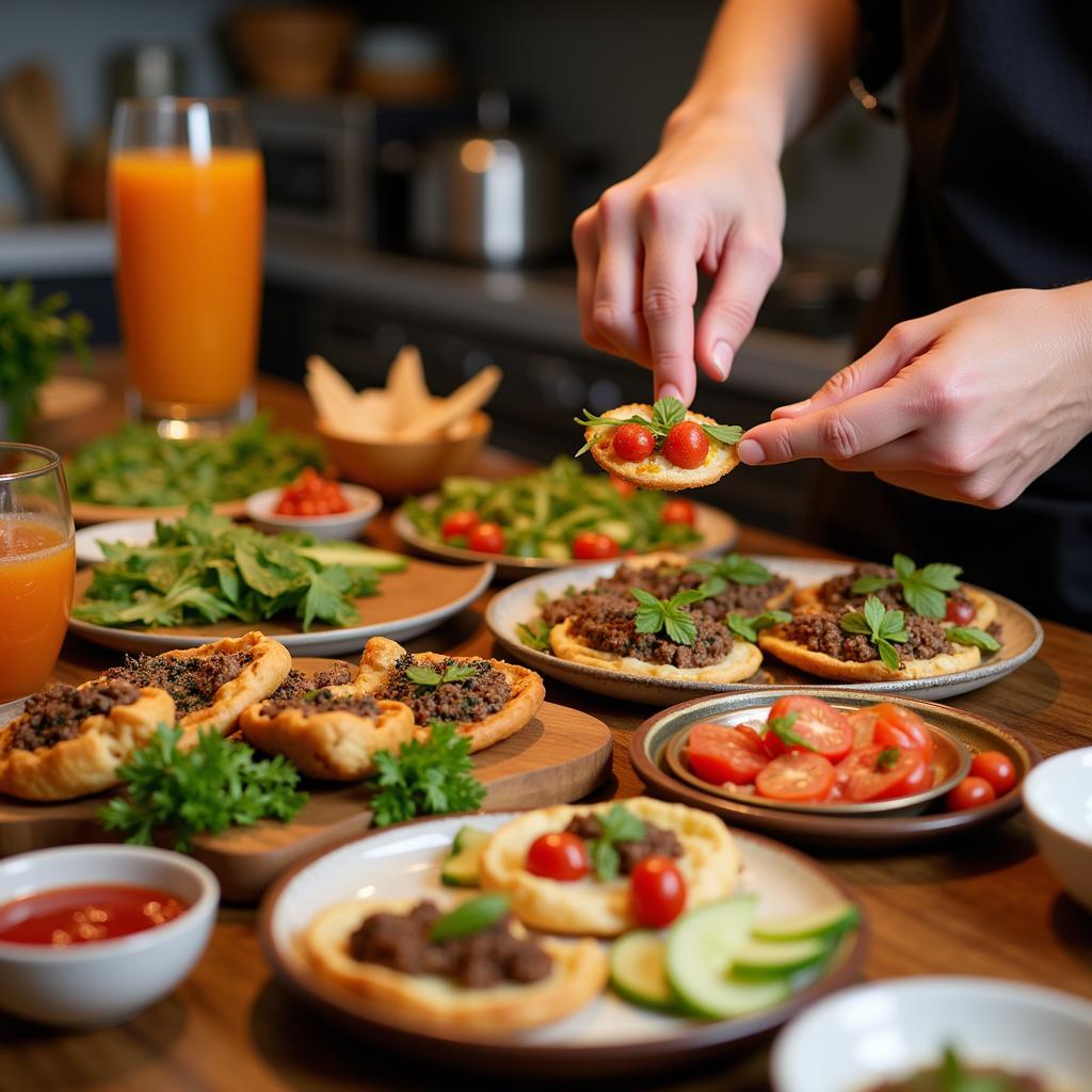 Preparing tapas in a Spanish homestay kitchen.