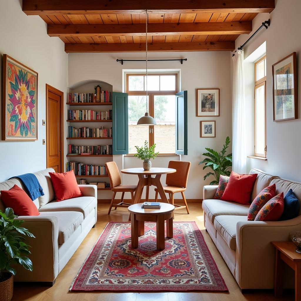 Cozy living room in a Spanish homestay