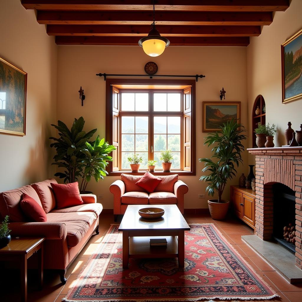 Cozy living room in a Spanish homestay