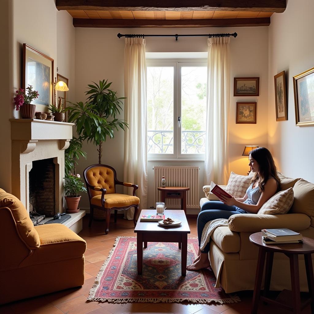 Relaxing in a Spanish Homestay Living Room