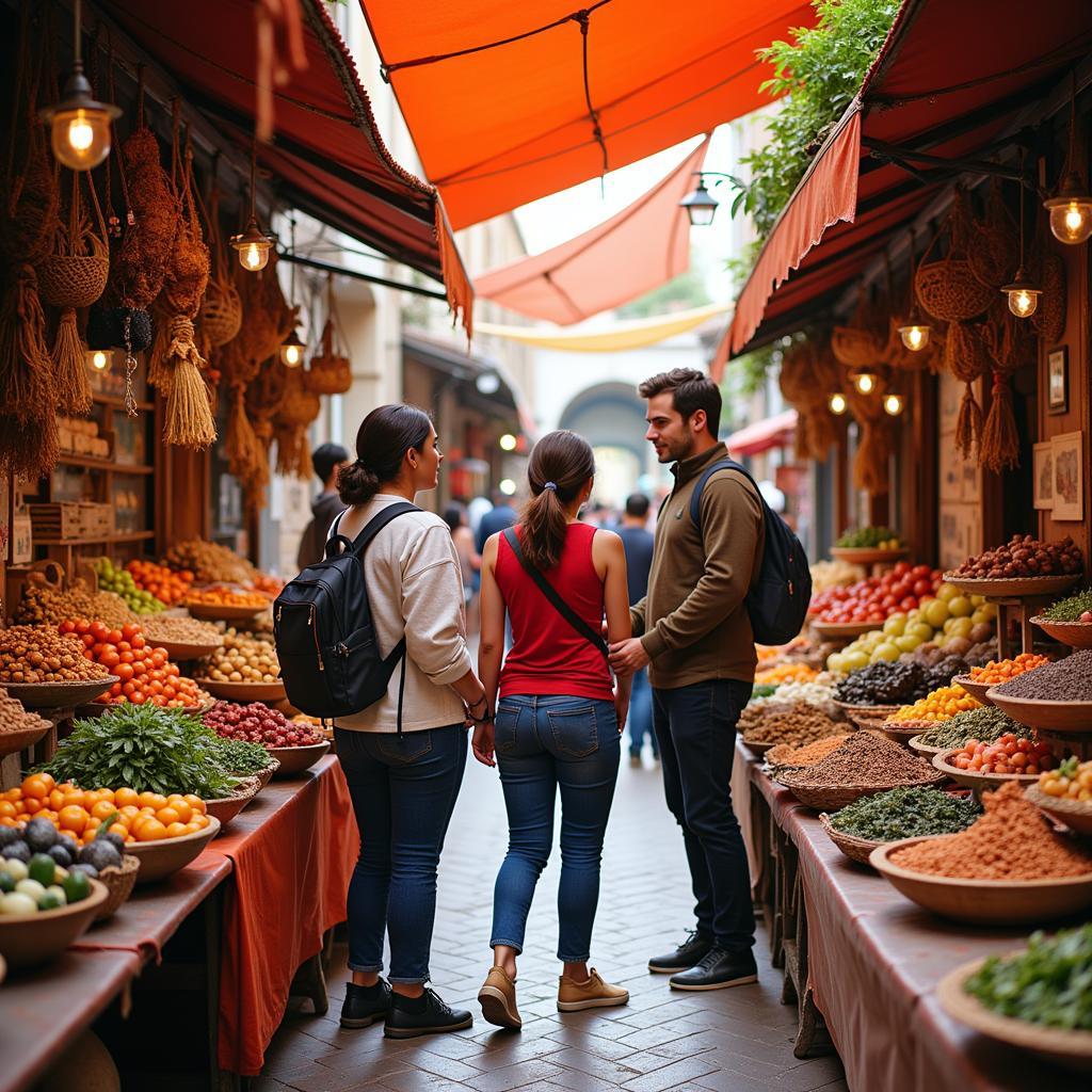 Exploring a local market with a homestay host