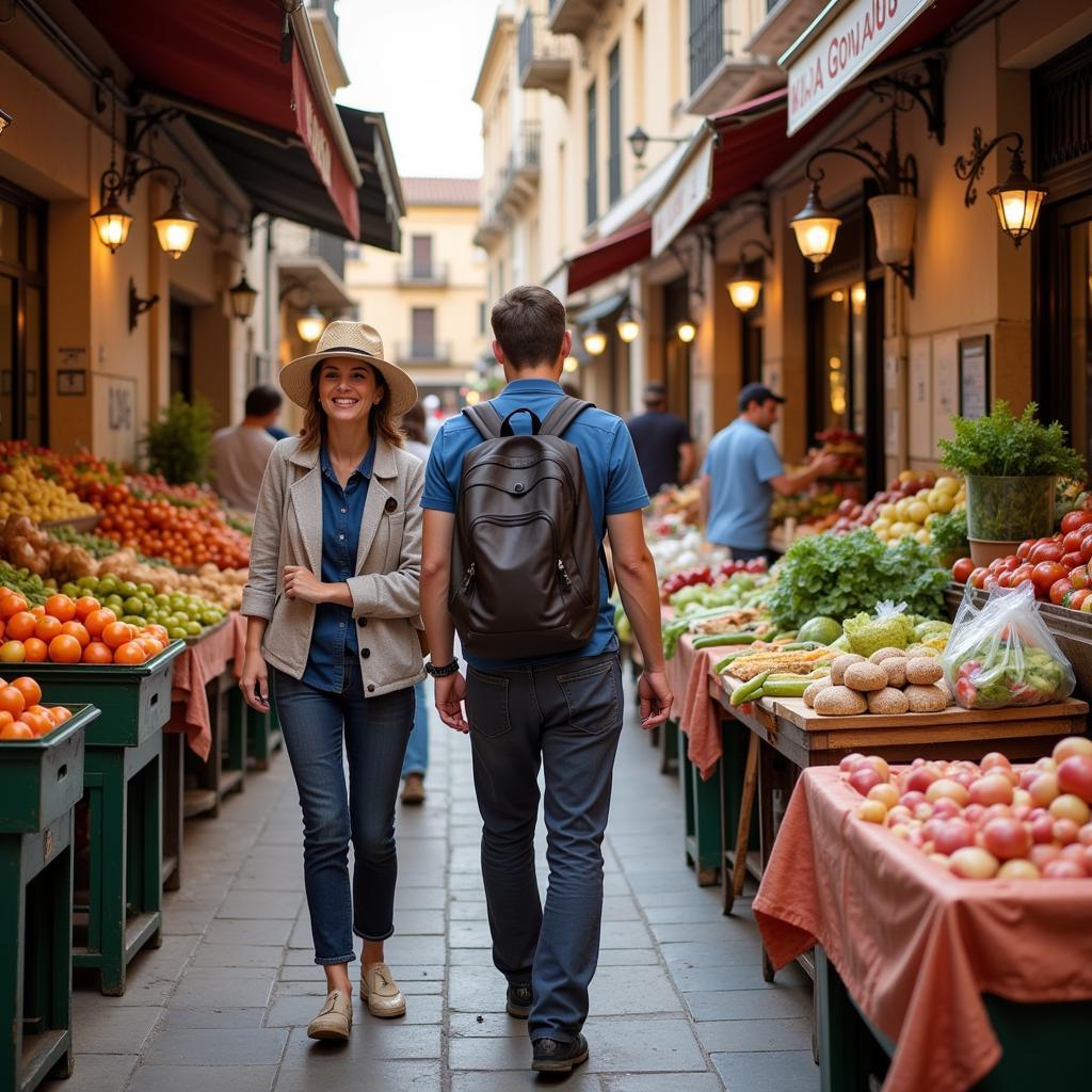 Visiting a Local Market with a Spanish Host