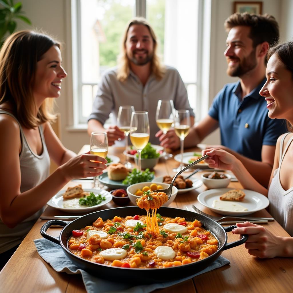 Enjoying Paella in a Spanish Homestay