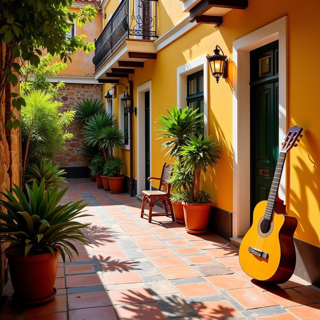 Spanish Homestay Patio with Flamenco Guitar