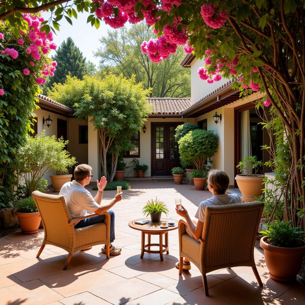 Relaxing in a Spanish Homestay Patio