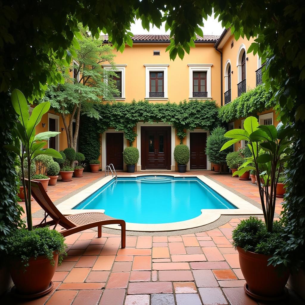 Relaxing by the pool at a Spanish homestay