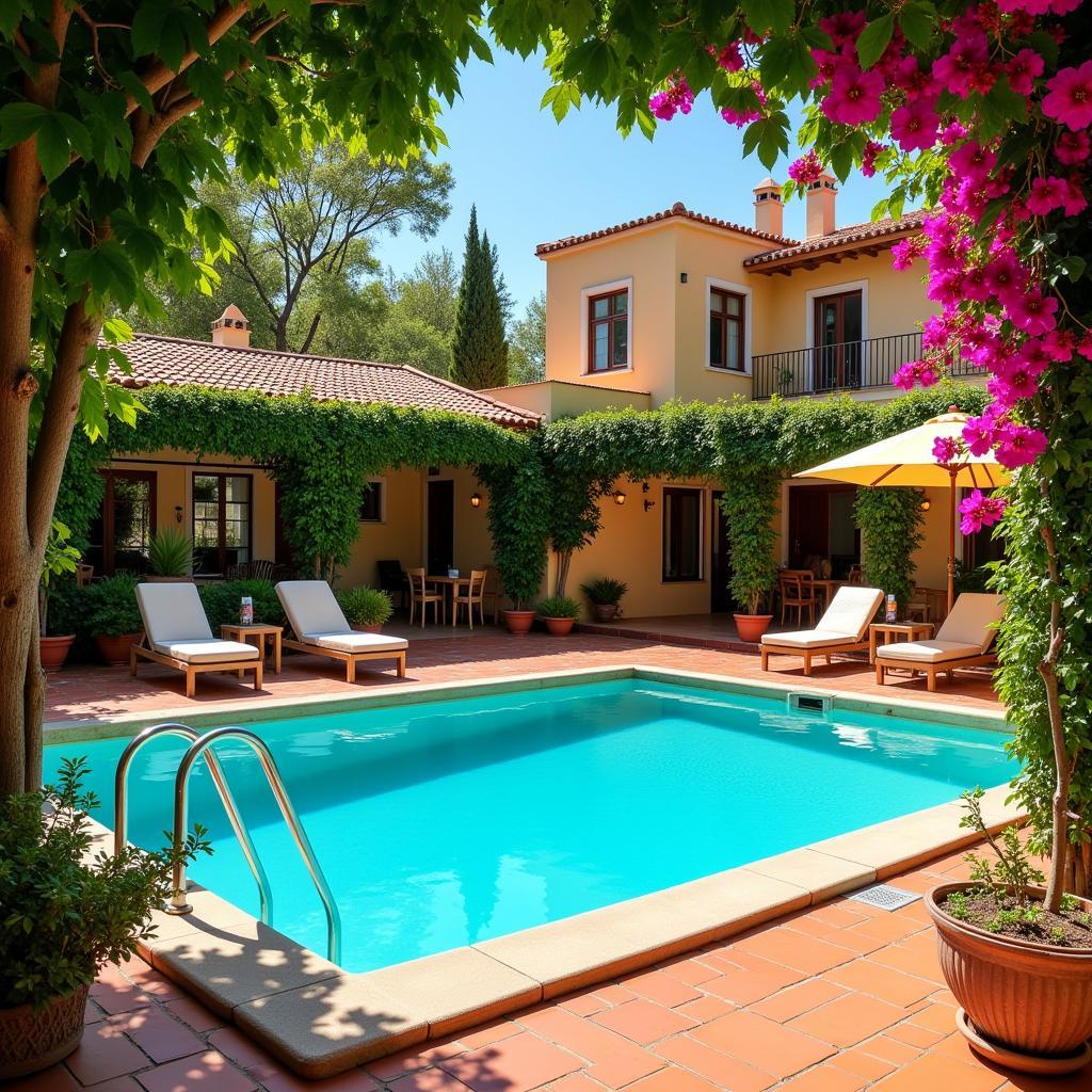 Relaxing by the pool at a Spanish homestay