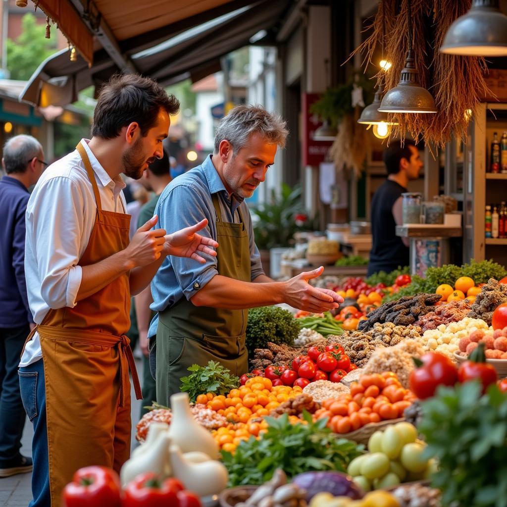 Spanish Host Showing Guest Local Market