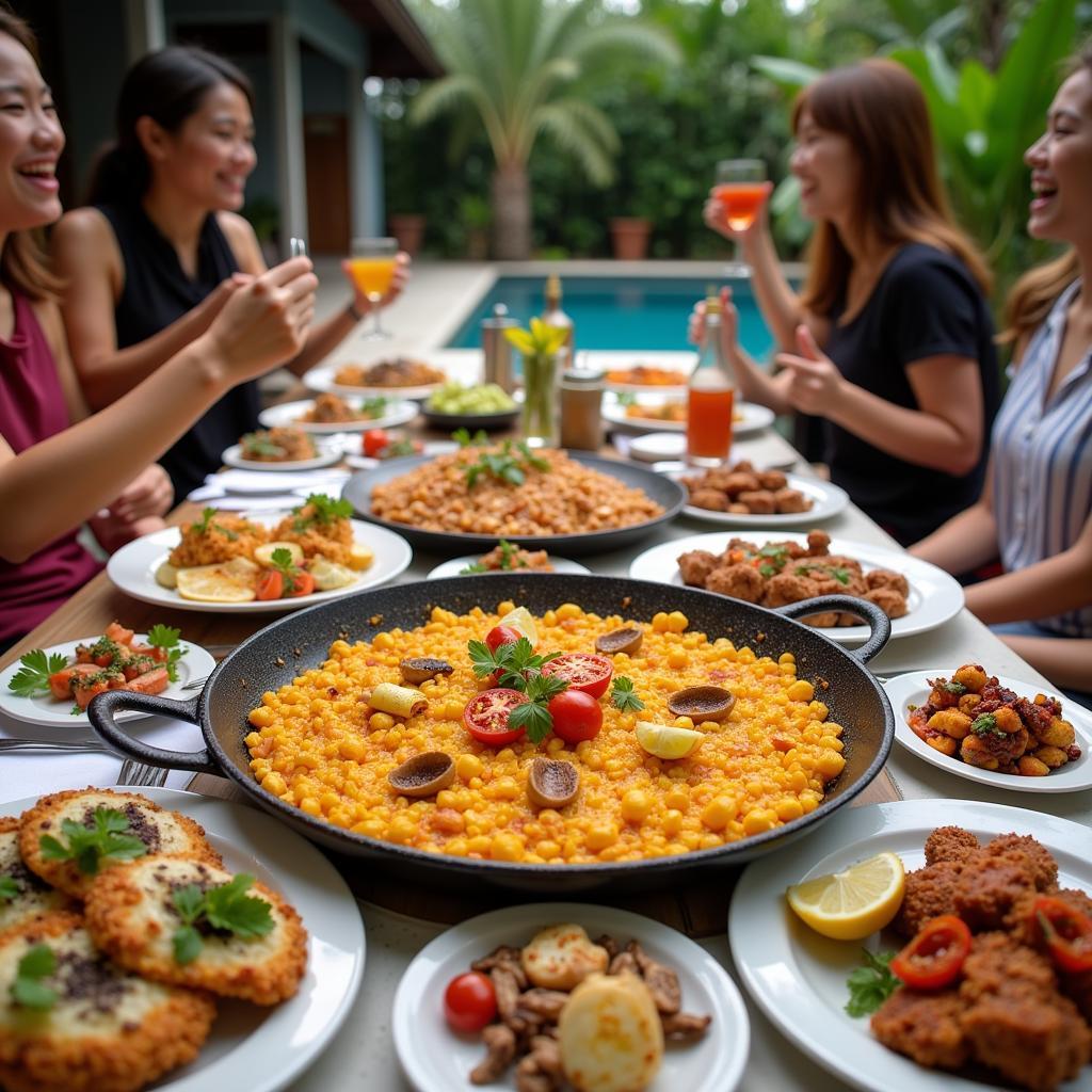 Enjoying a Spanish-Inspired Meal at a Malaysian Homestay