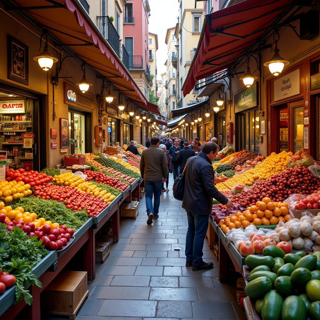 Exploring a bustling Spanish market