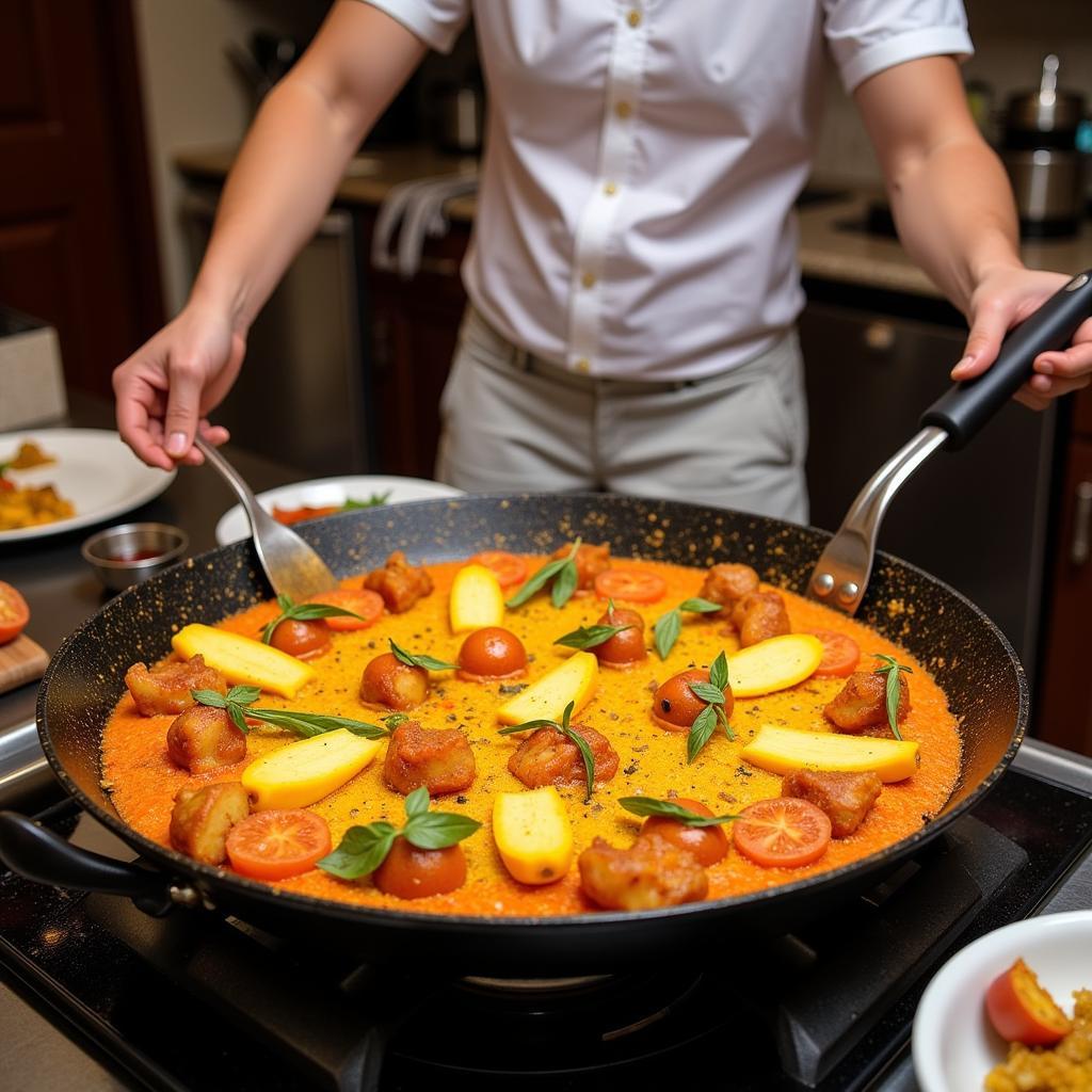 Learning to Cook Paella in a Spanish Homestay