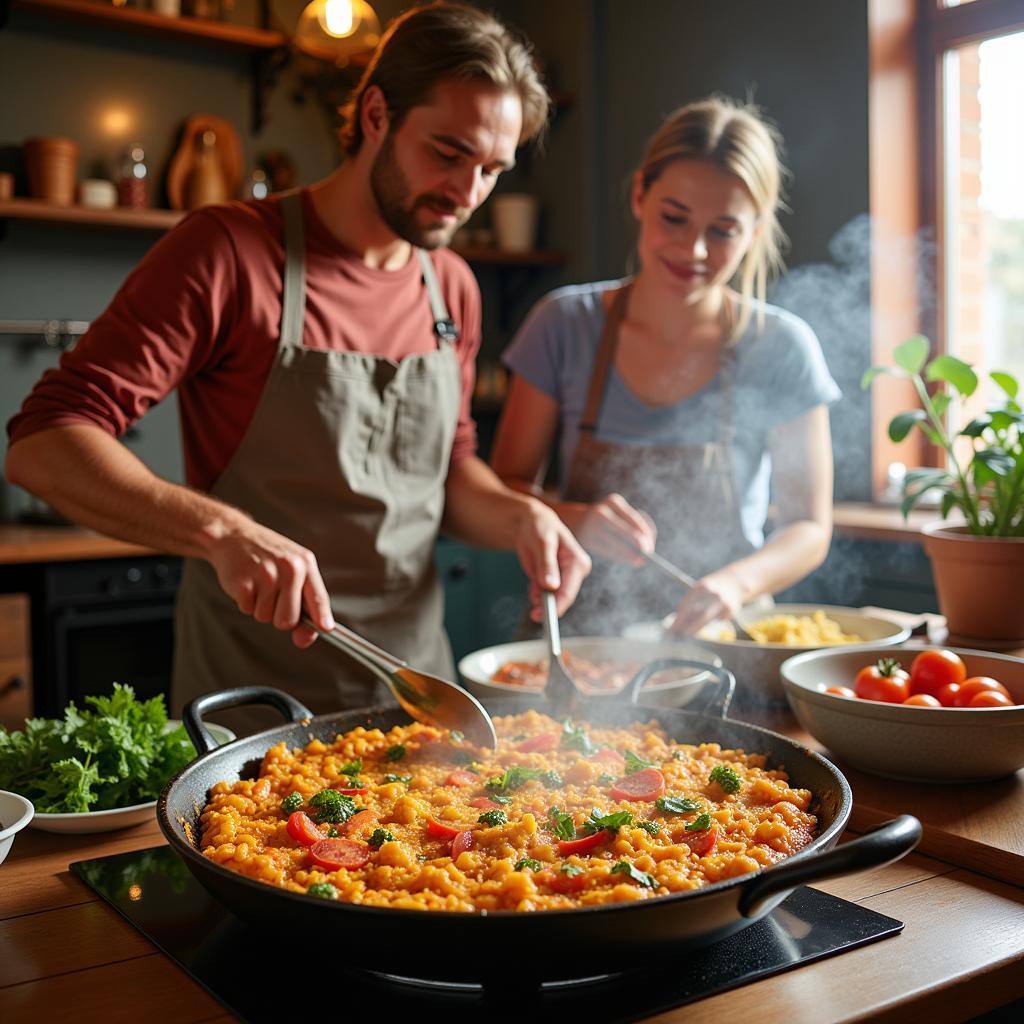 Learning to Cook Paella in a Spanish Homestay