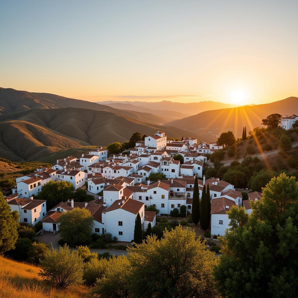 Picturesque Spanish Village at Sunset