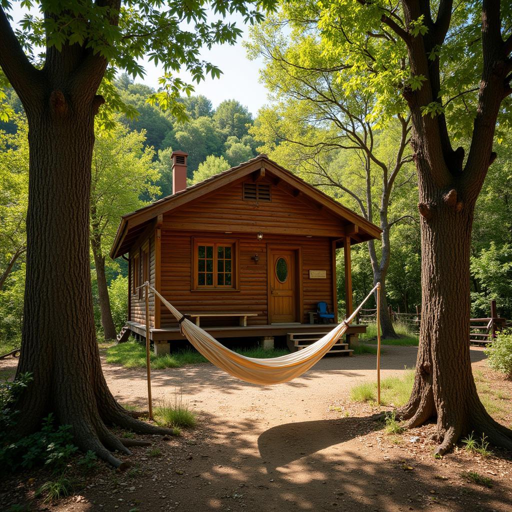 Cozy cabin nestled in a Spanish woodland, perfect for a tranquil homestay experience.