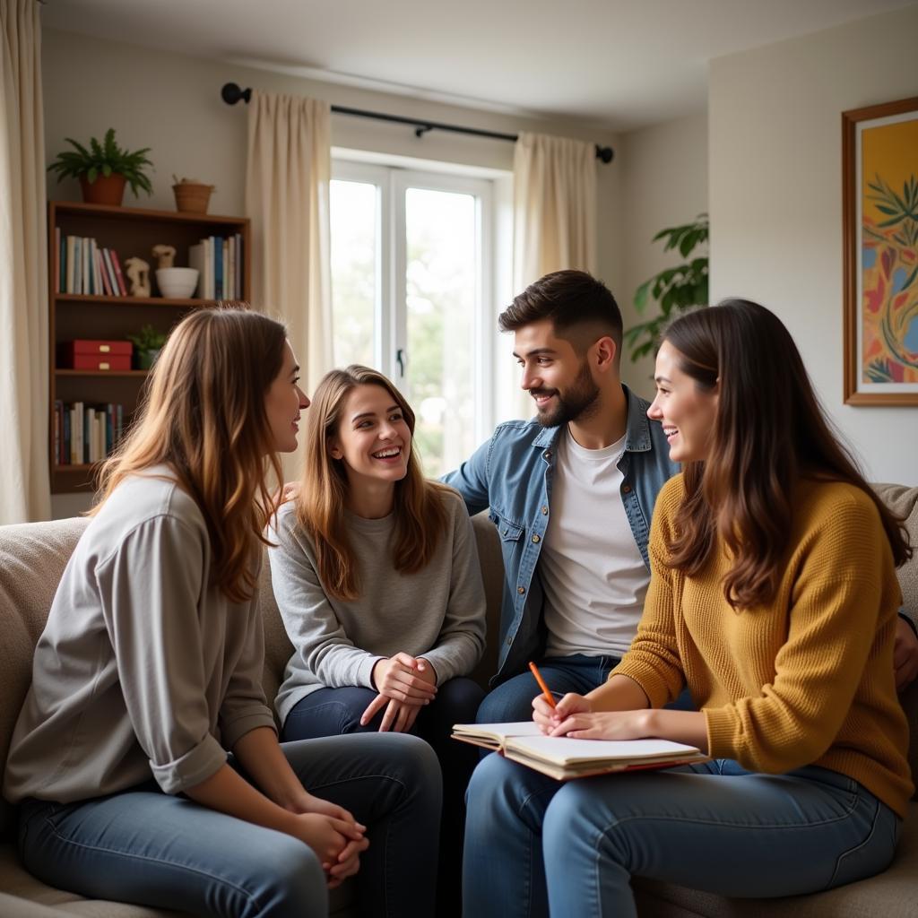 Student Interacting with Host Family