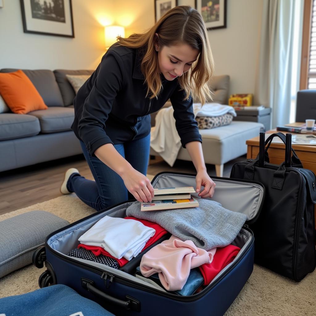 Student Packing for Auckland Homestay