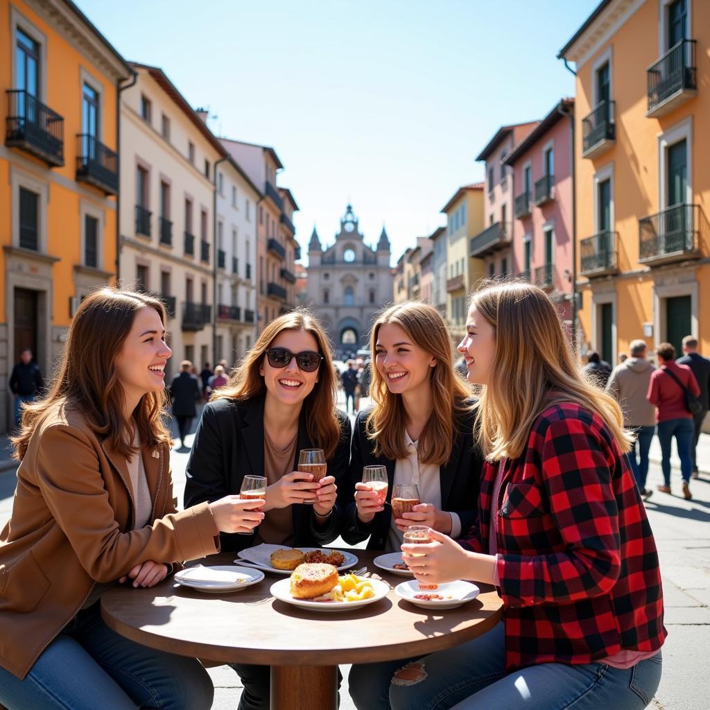 Students exploring a Spanish city together