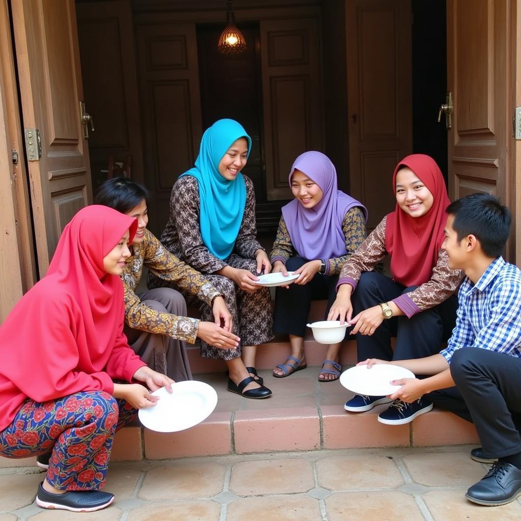 Sungai Lopo Homestay Family: A warm image of a host family welcoming guests into their home, showing genuine Indonesian hospitality.