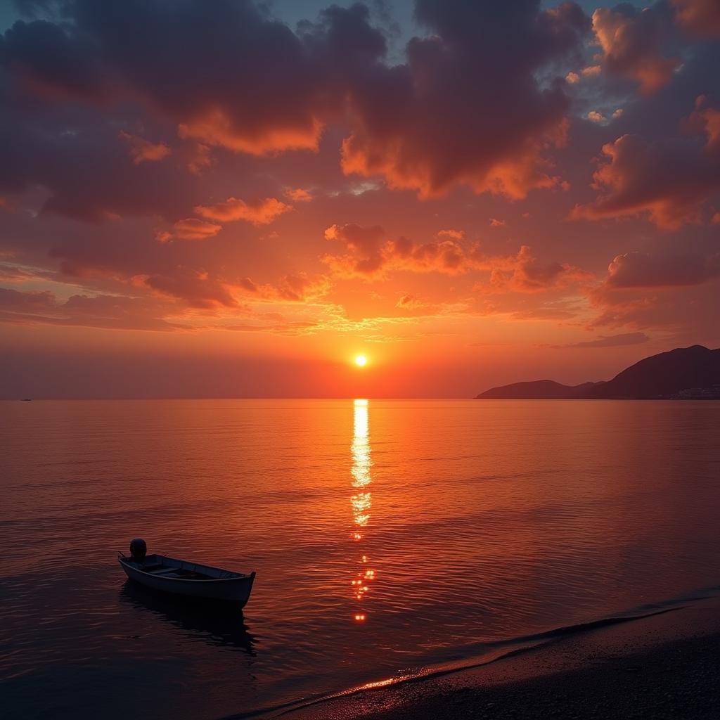 Stunning Sunrise over the Spanish Coast During a Fishing Homestay Trip