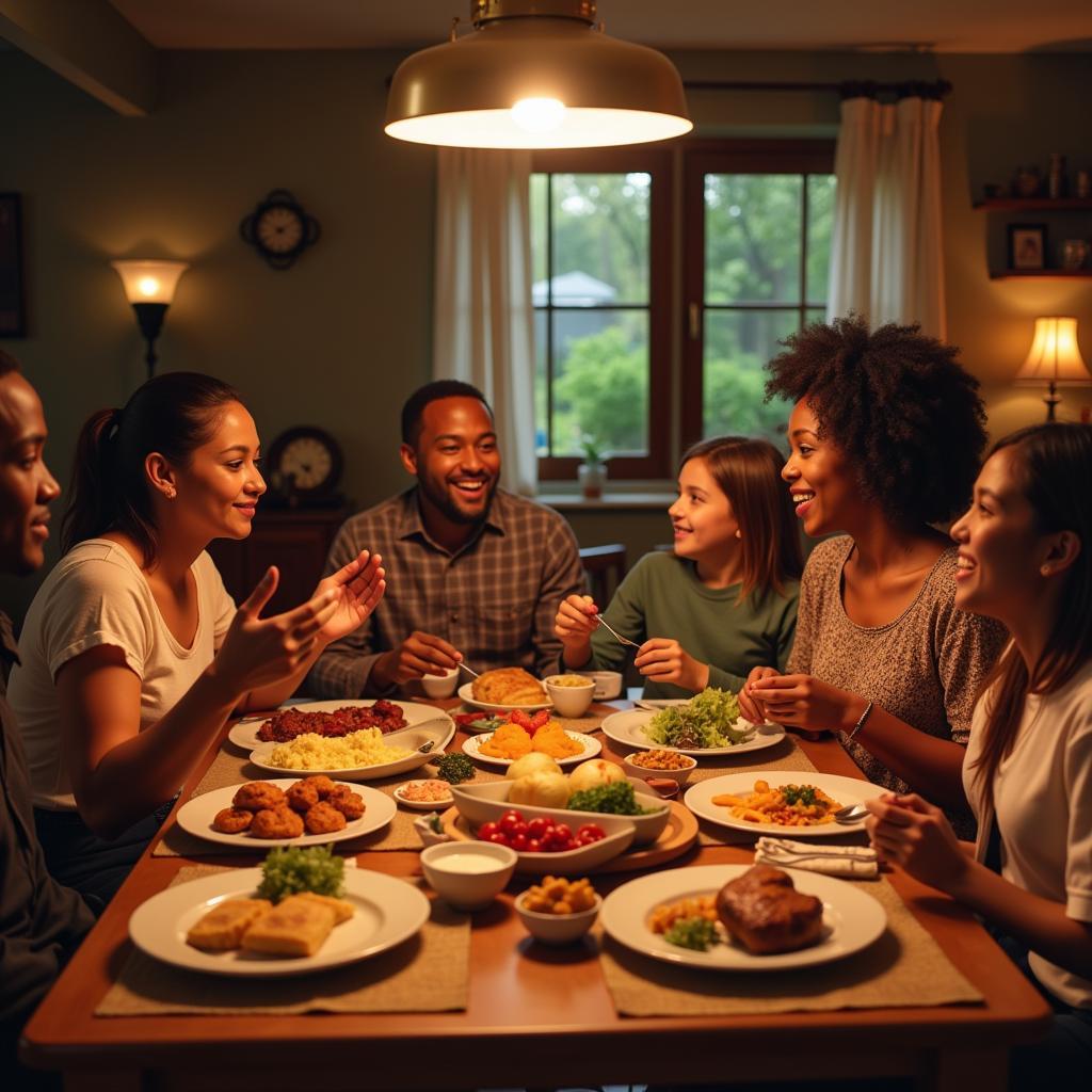 Surinamese Family Enjoying Dinner Together