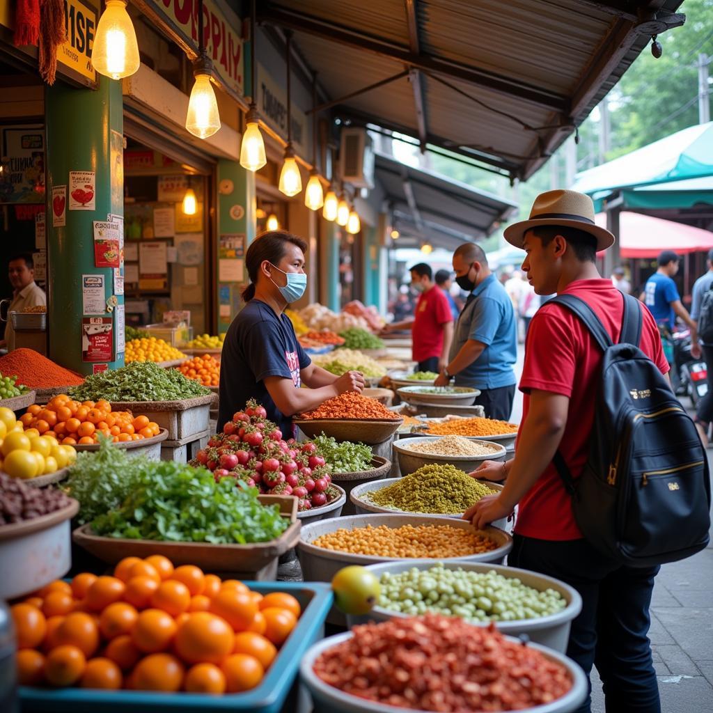 Exploring the local market near a homestay in Taman Daya