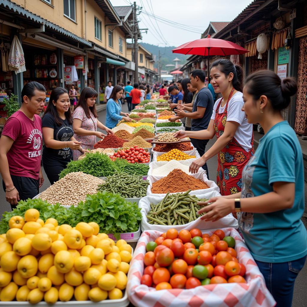 Bustling local market in Taman Pelangi