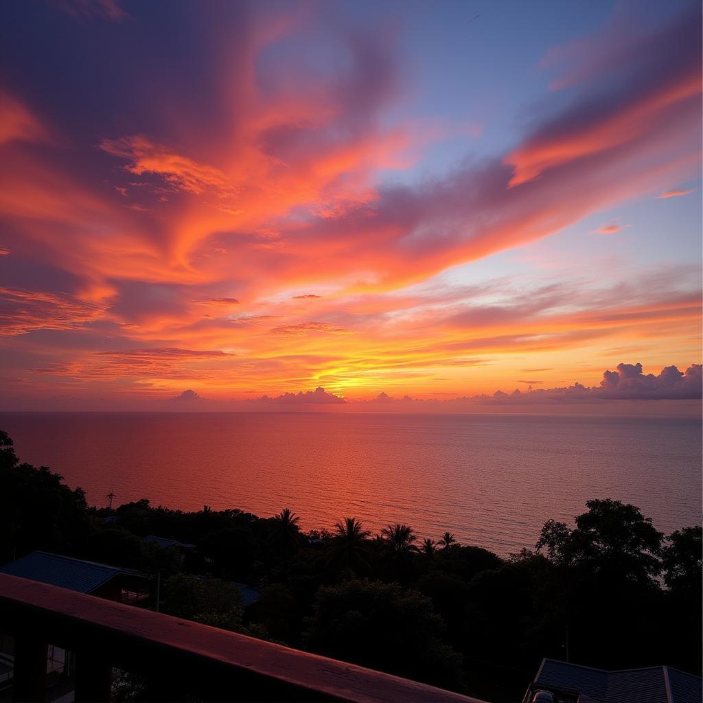 Sunset view from Tanjung Aru homestay