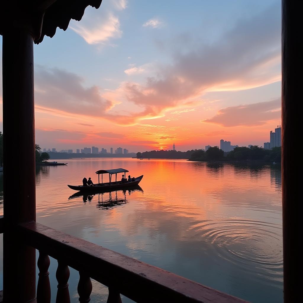 Tranquil view of West Lake from a homestay balcony in Hanoi