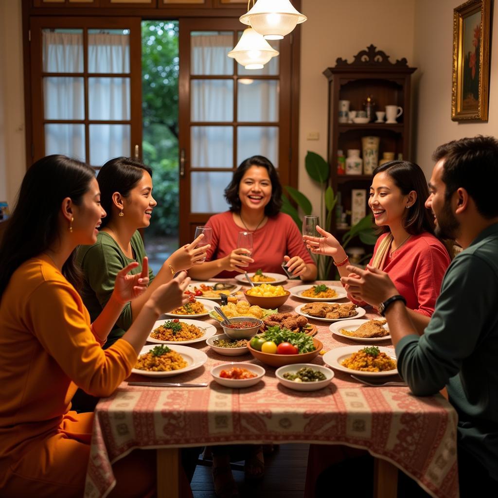 Family dinner at a homestay in Tenkasi