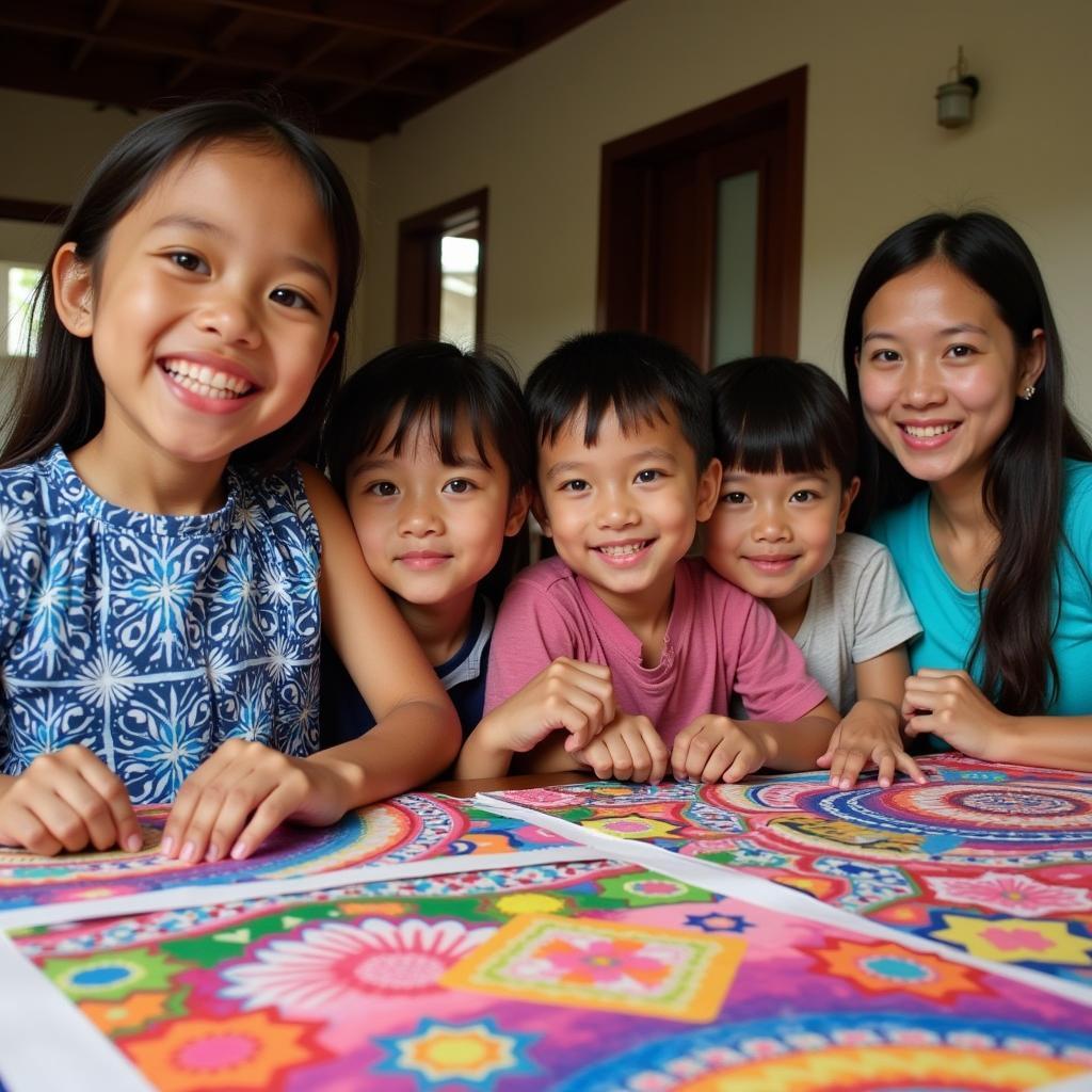 Family enjoying activities at a Terengganu homestay