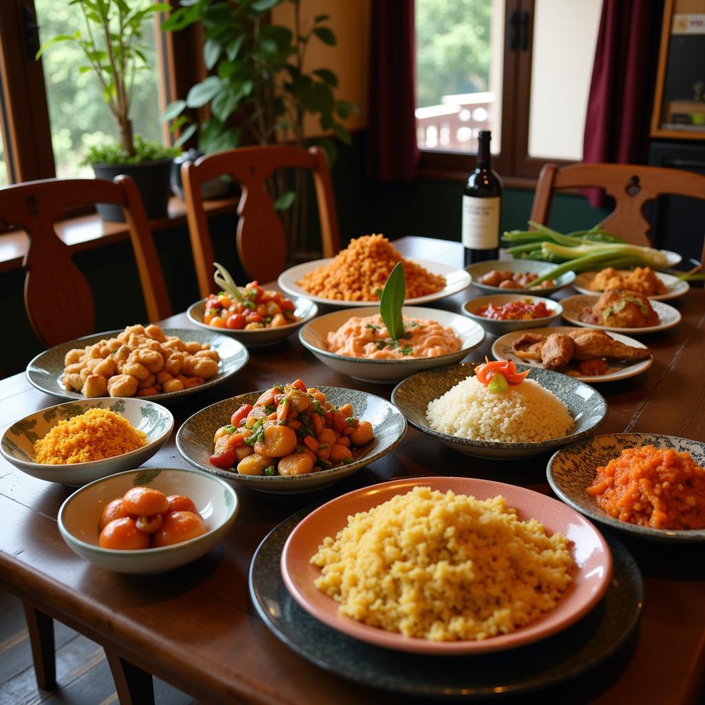 Traditional Malaysian meal prepared at a homestay