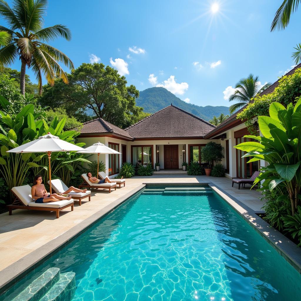 Relaxing by the pool at a Ubud homestay