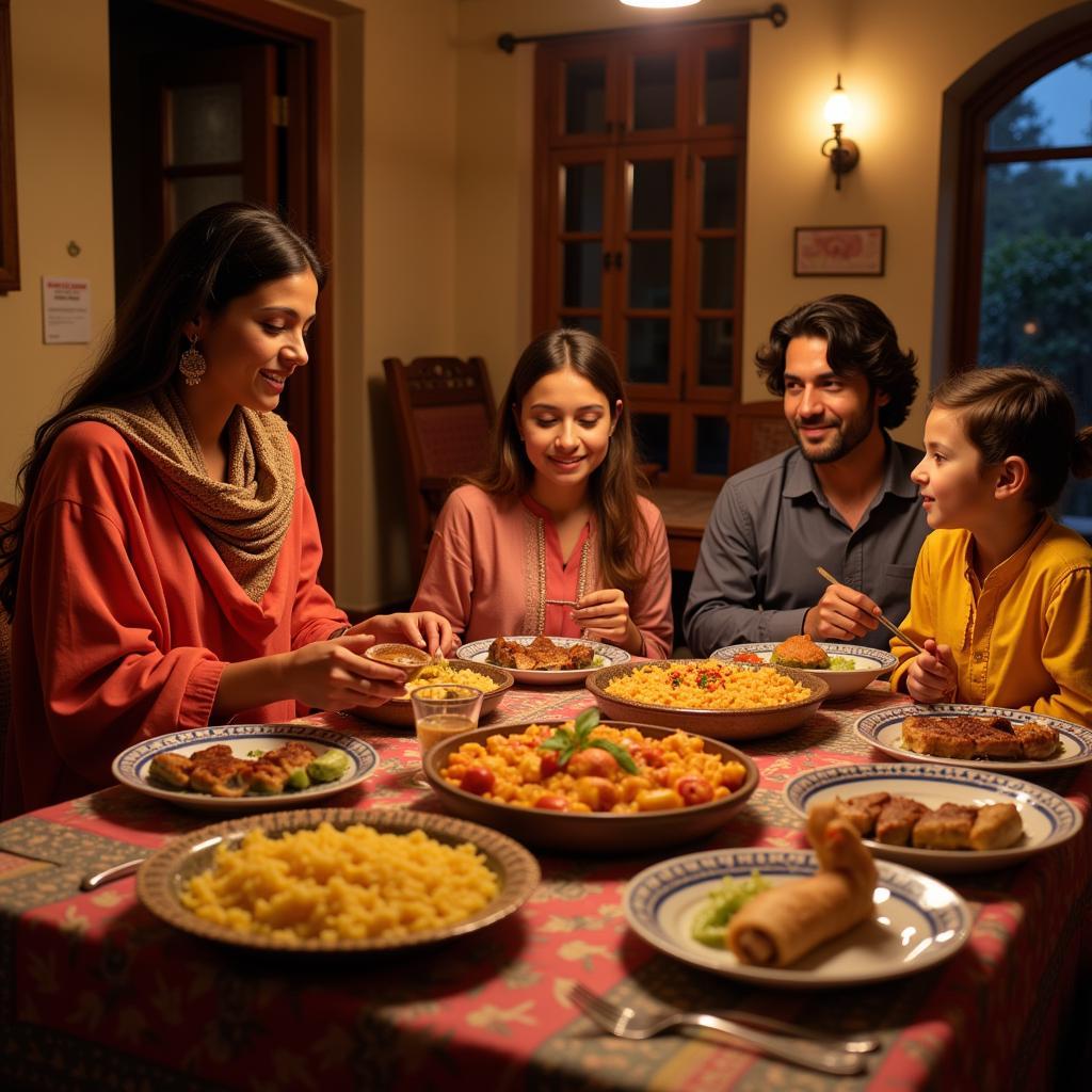 Enjoying a traditional Rajasthani meal with a local family in a Udaipur homestay