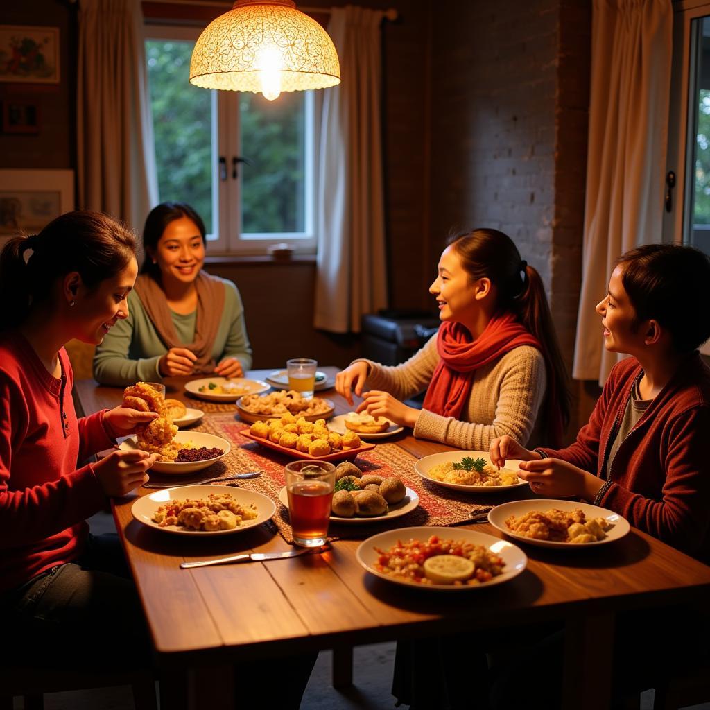 Enjoying a traditional meal with a local family in Uttarakhand