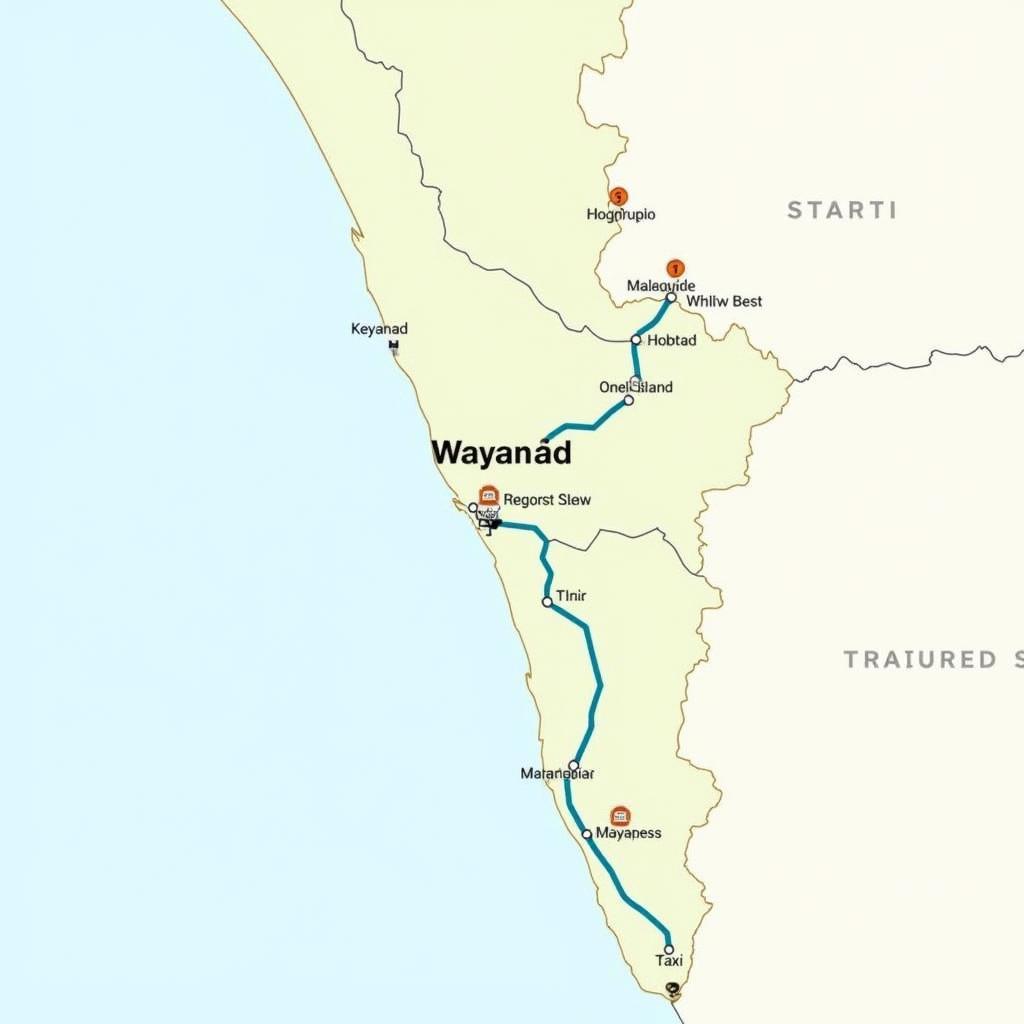 A map highlighting the location of Wayanad and Coffee Island Homestay, along with directions and transportation options.